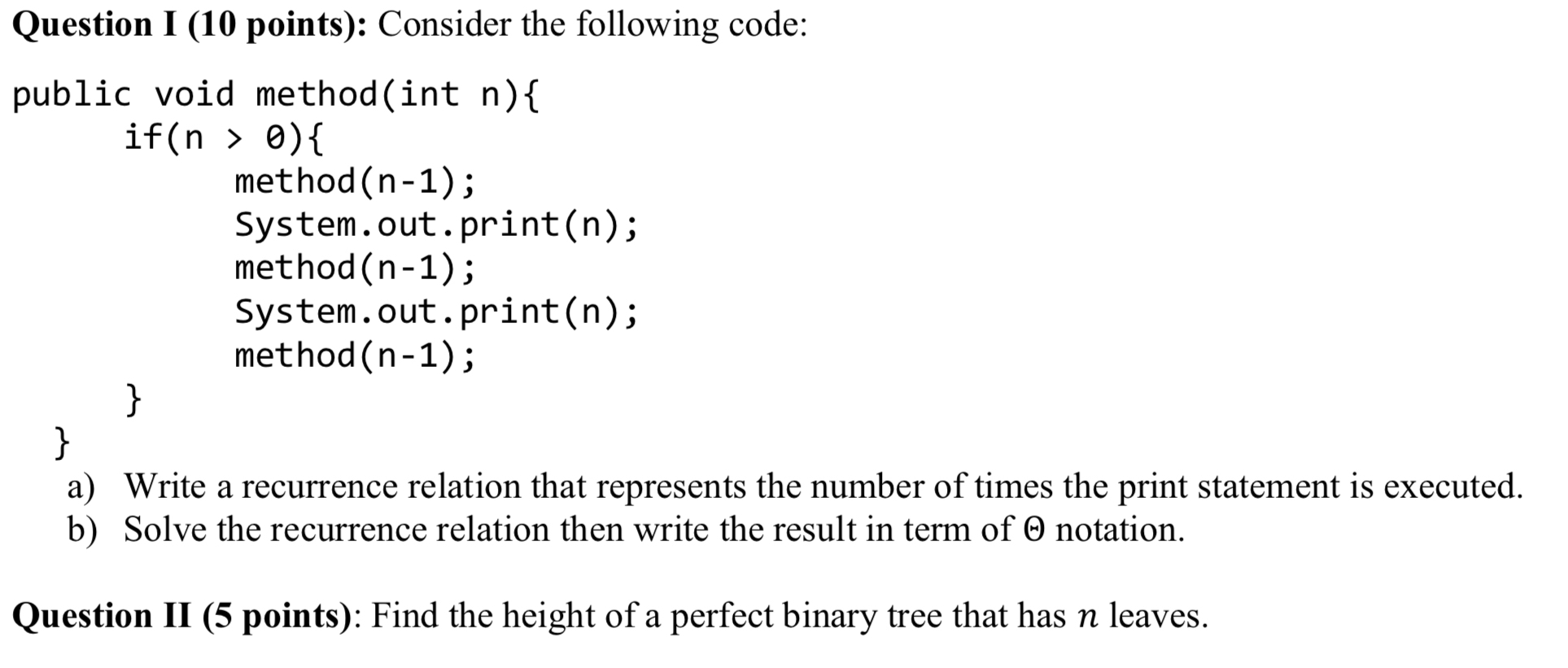 a ) Write a recurrence relation that represents