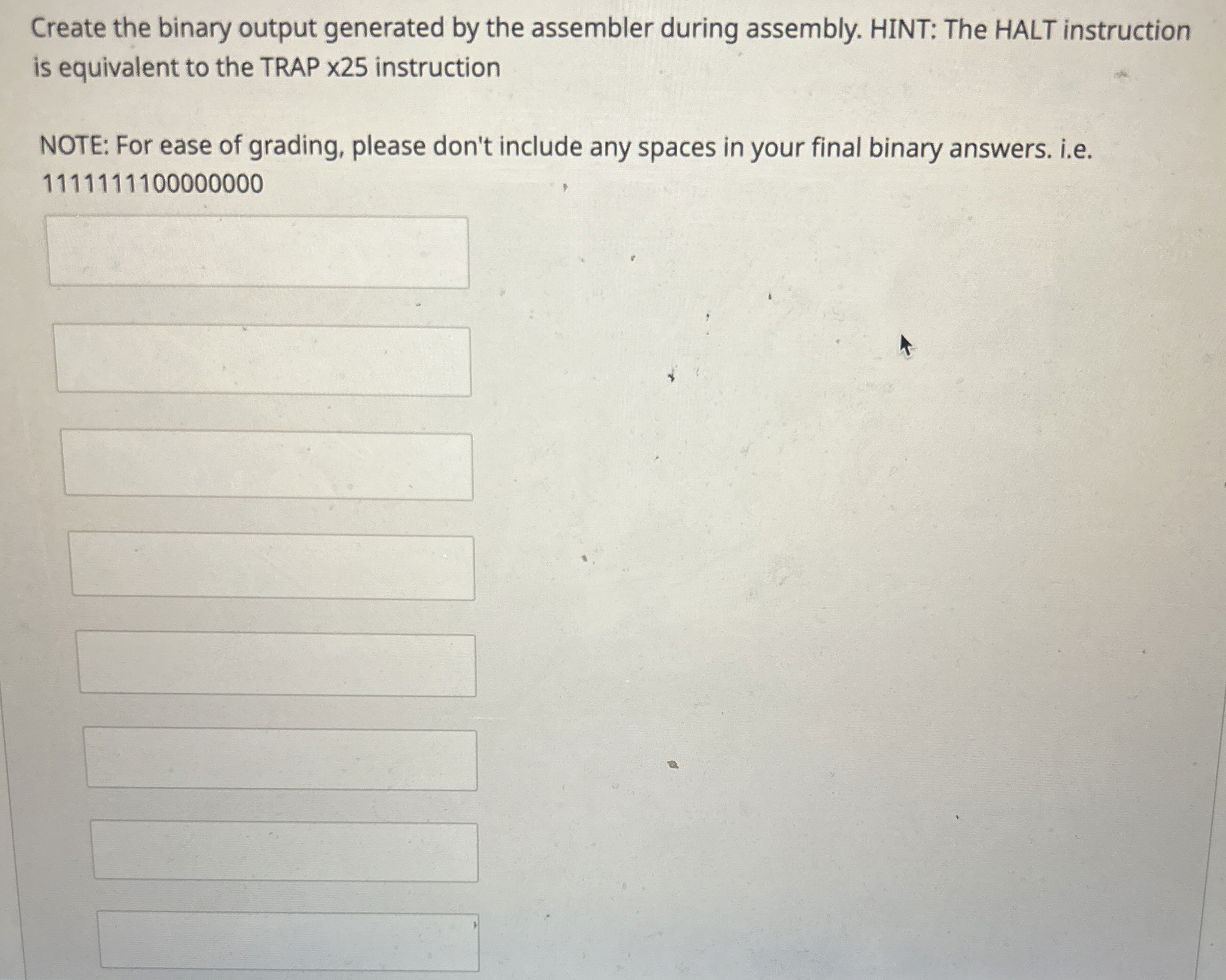 Create the binary output generated by the