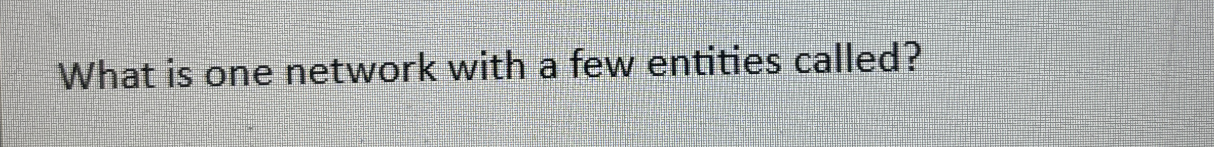 What is one network with a few entities called?