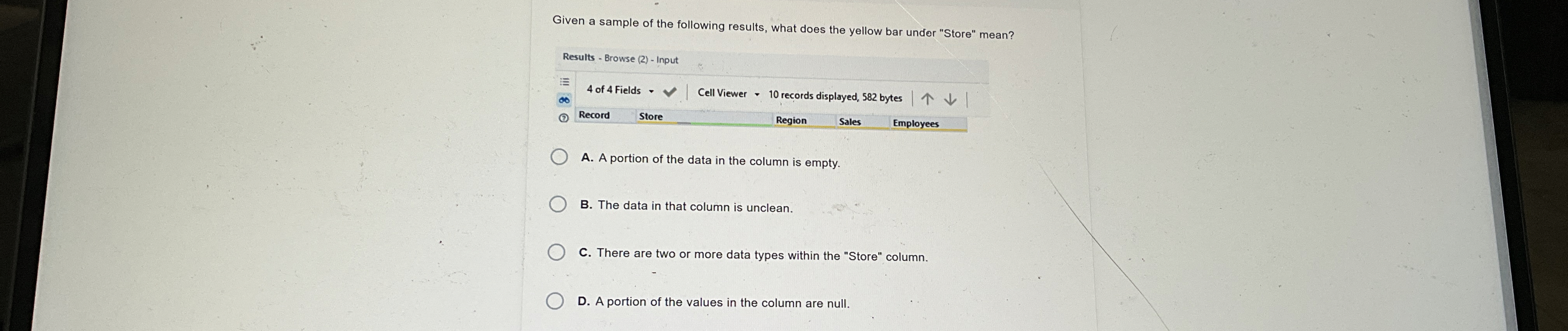 Given a sample of the following results, what