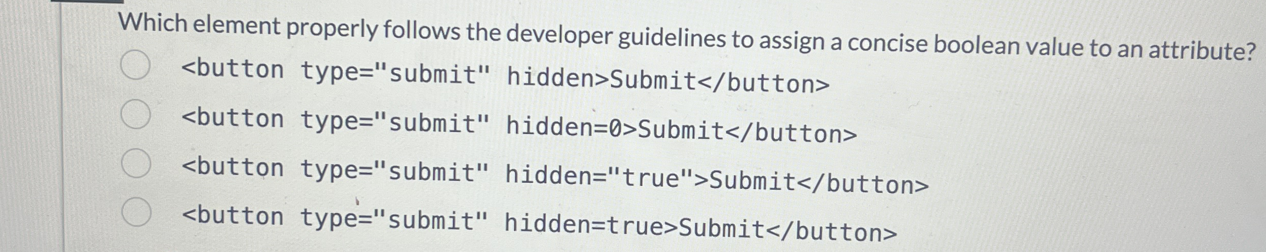 Which element properly follows the developer