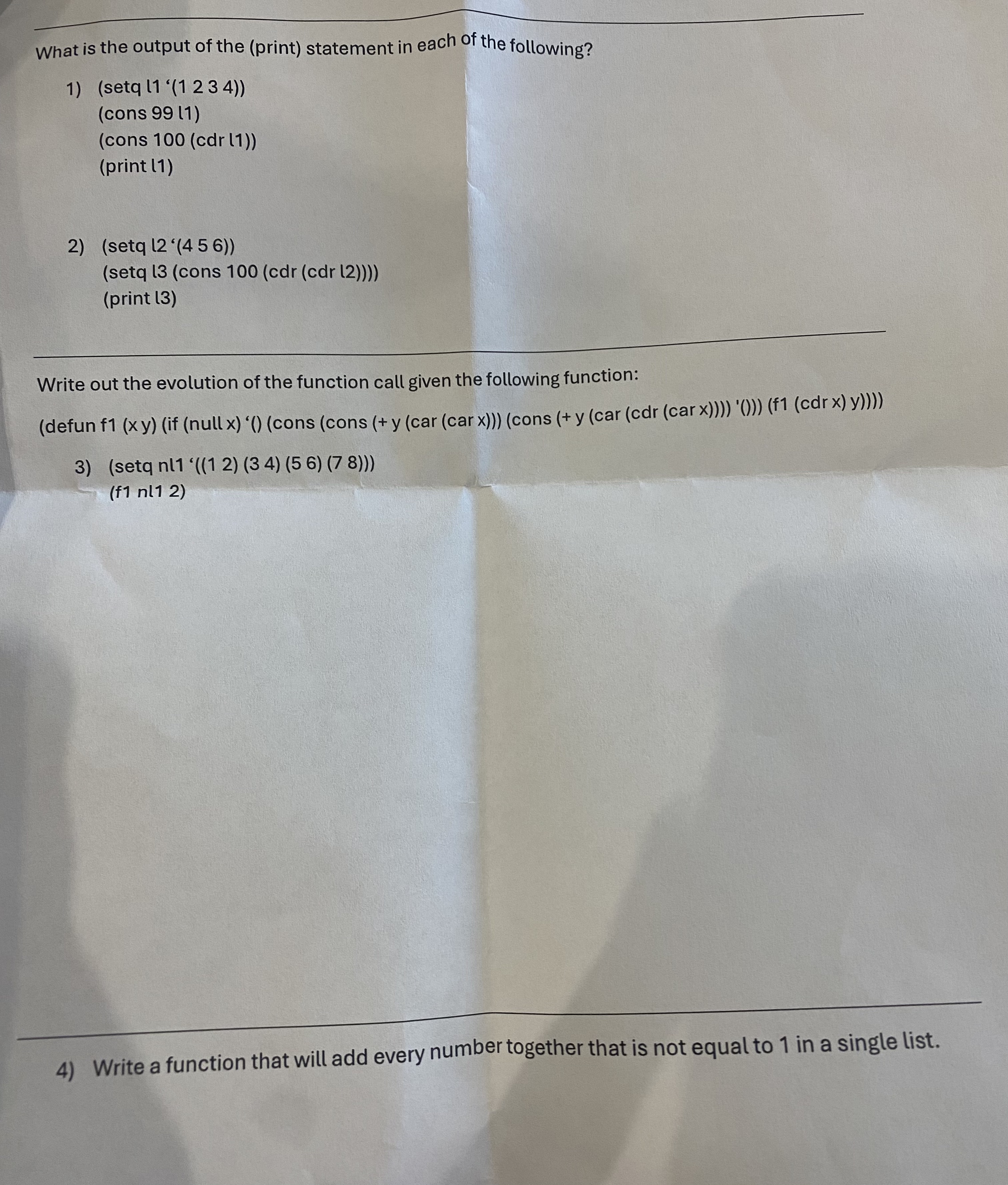 ( Write out the evolution of the function call