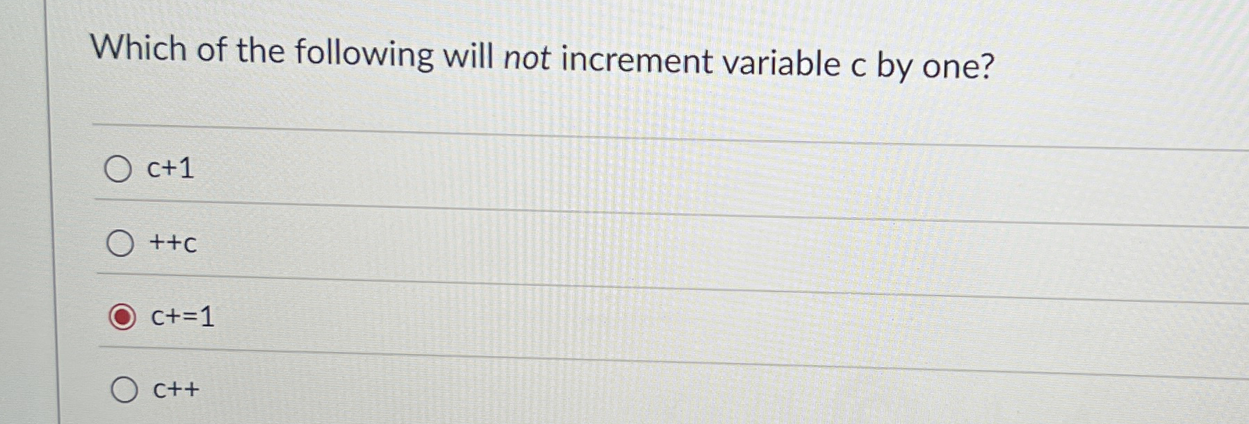 Which of the following will not increment