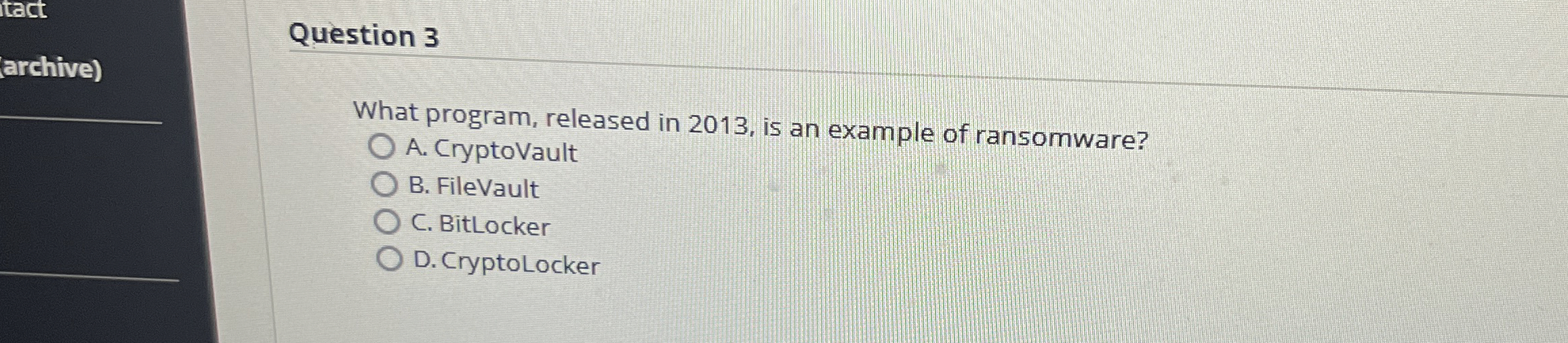 Question 3 What program, released in 2 0 1 3 , is