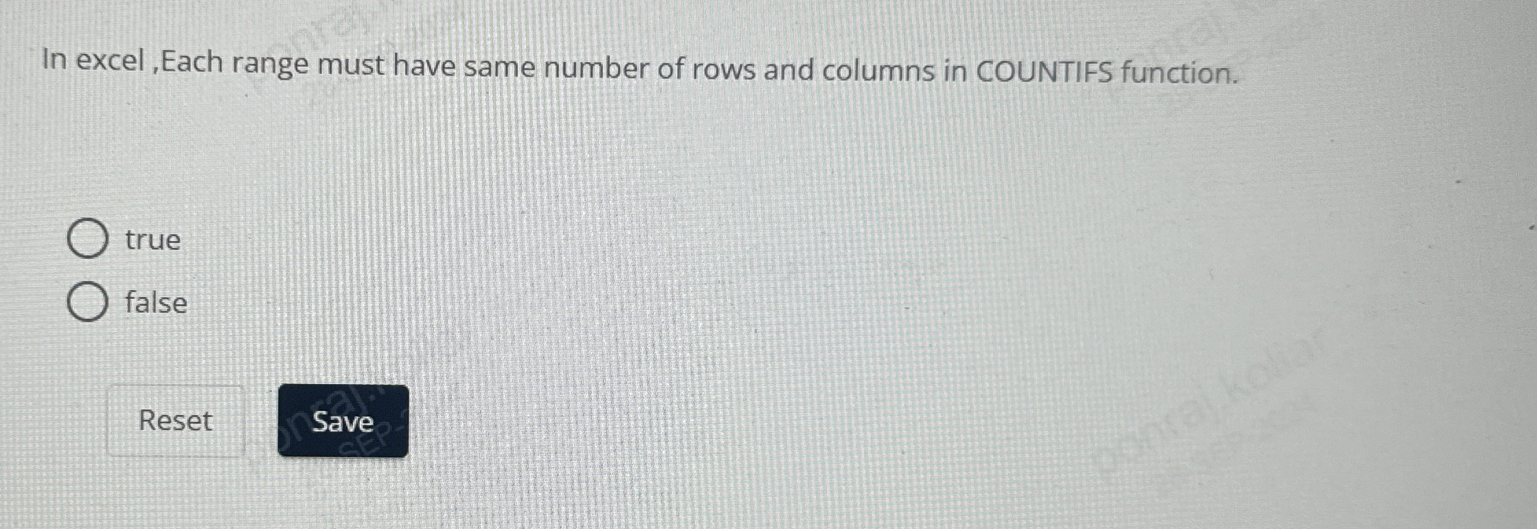 In excel , Each range must have same number of