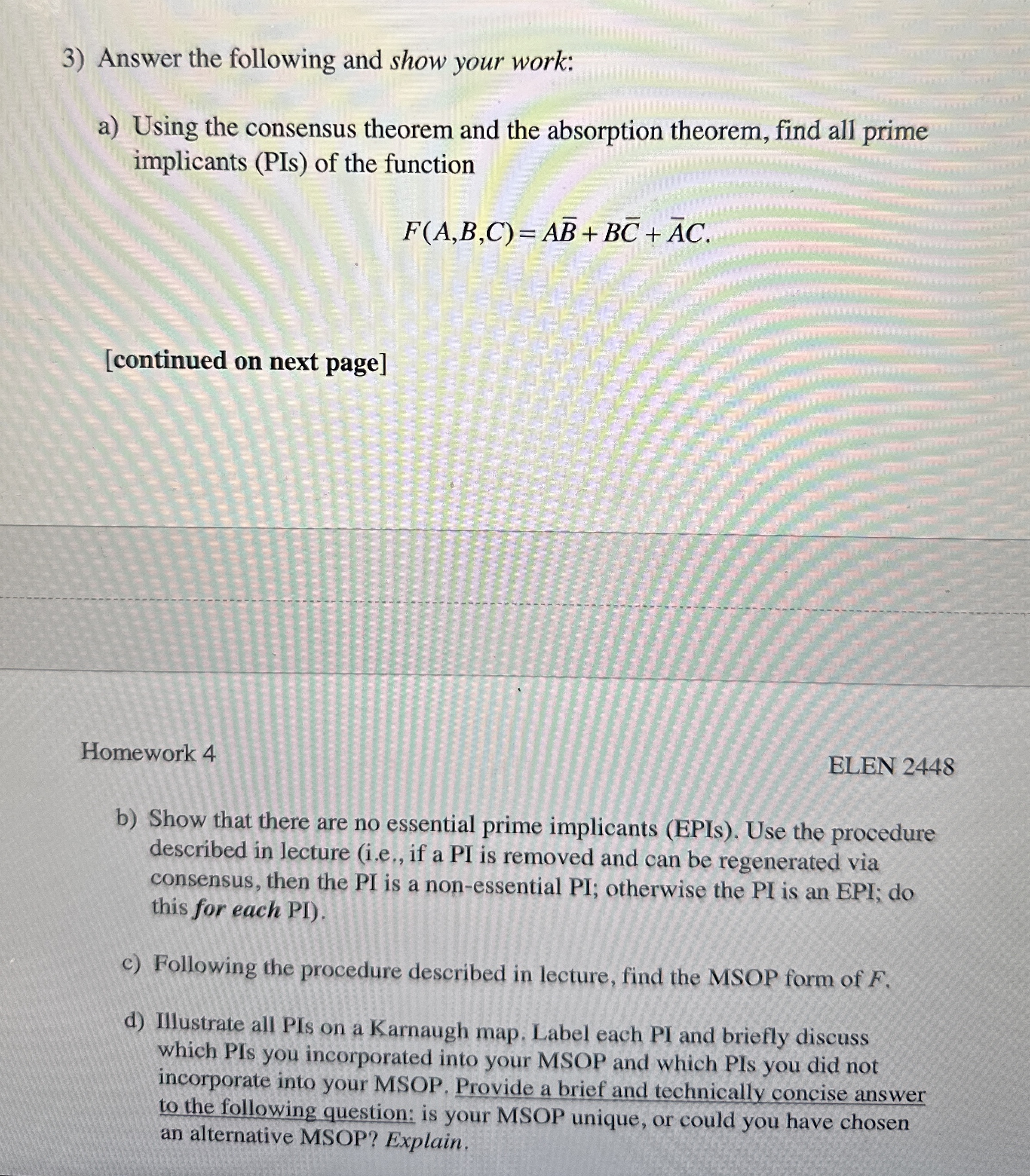 Answer the following and show your work: a )