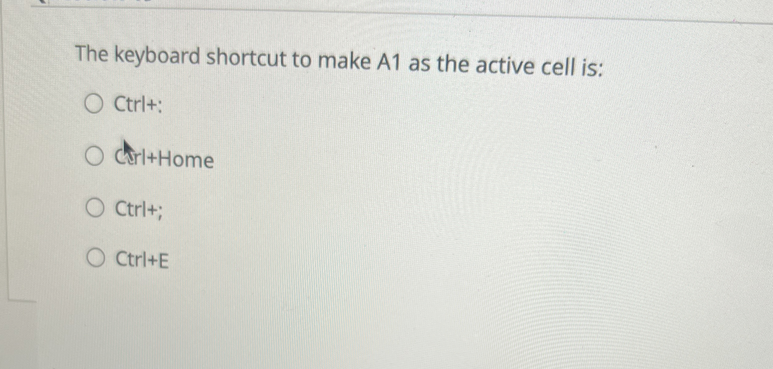 The keyboard shortcut to make A 1 as the active