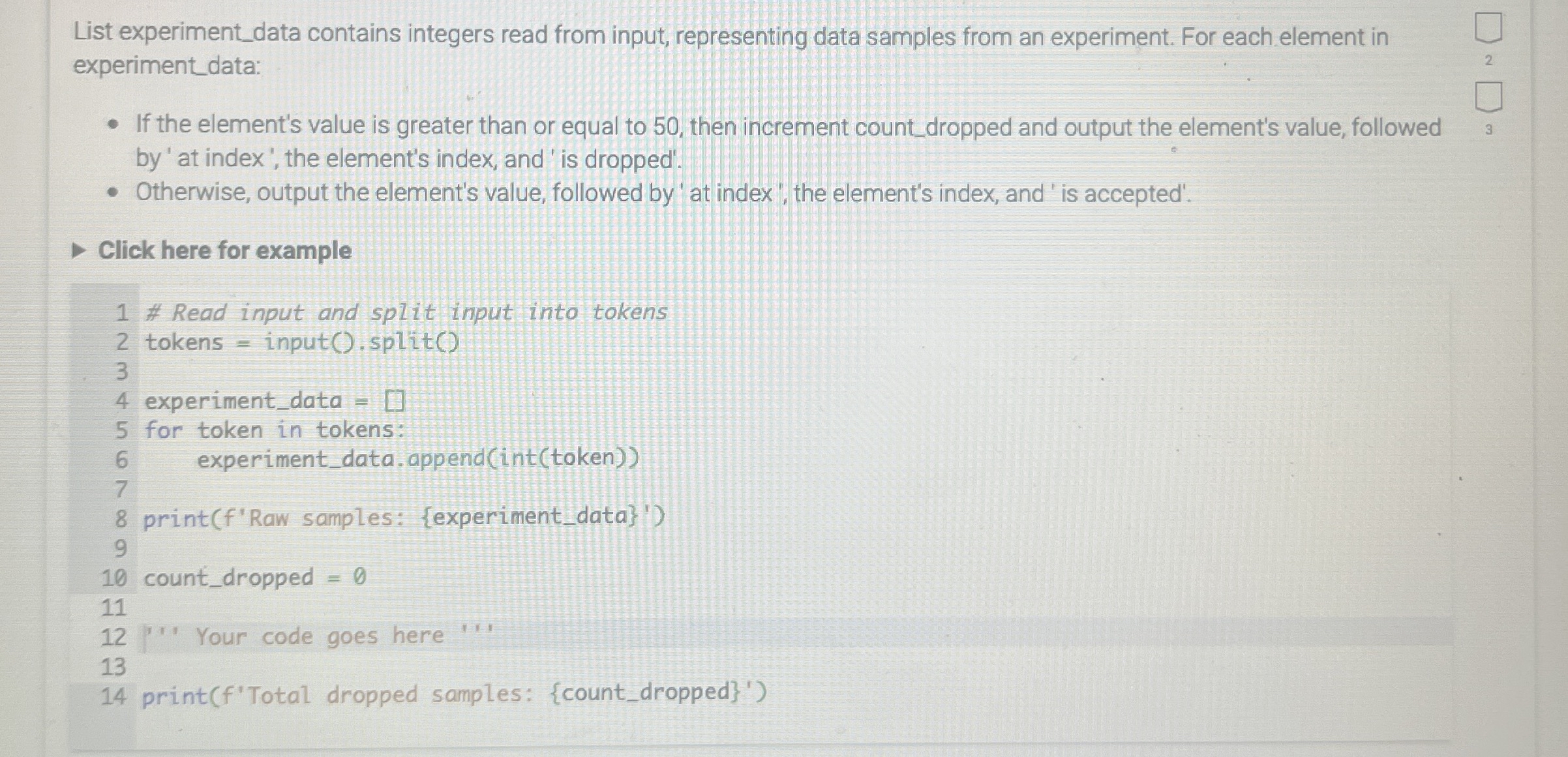 List experiment _ data contains integers read