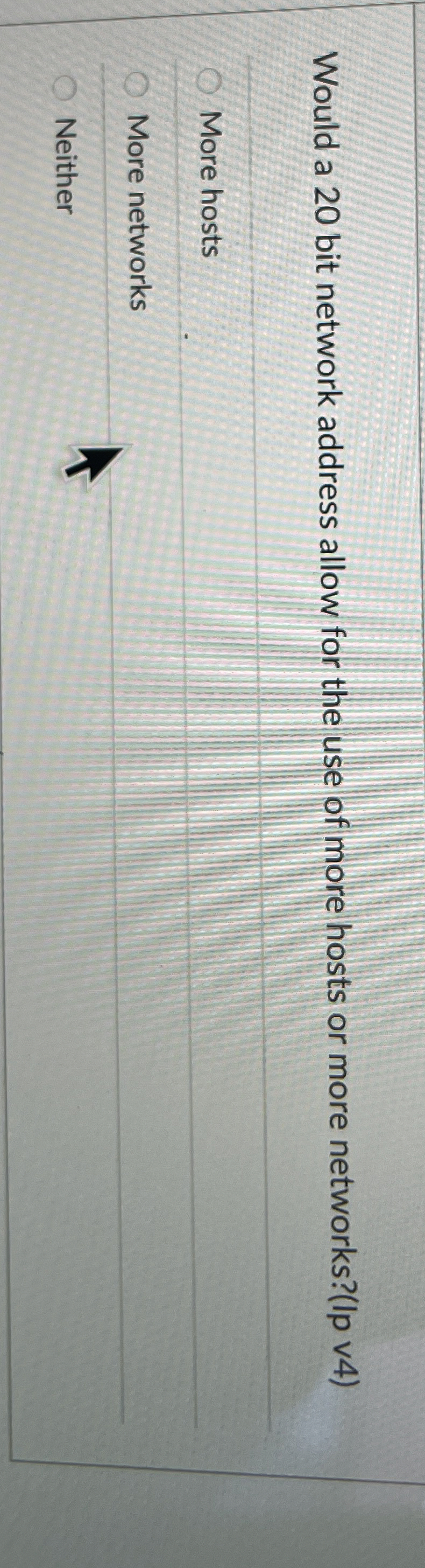 Would a 2 0 bit network address allow for the use