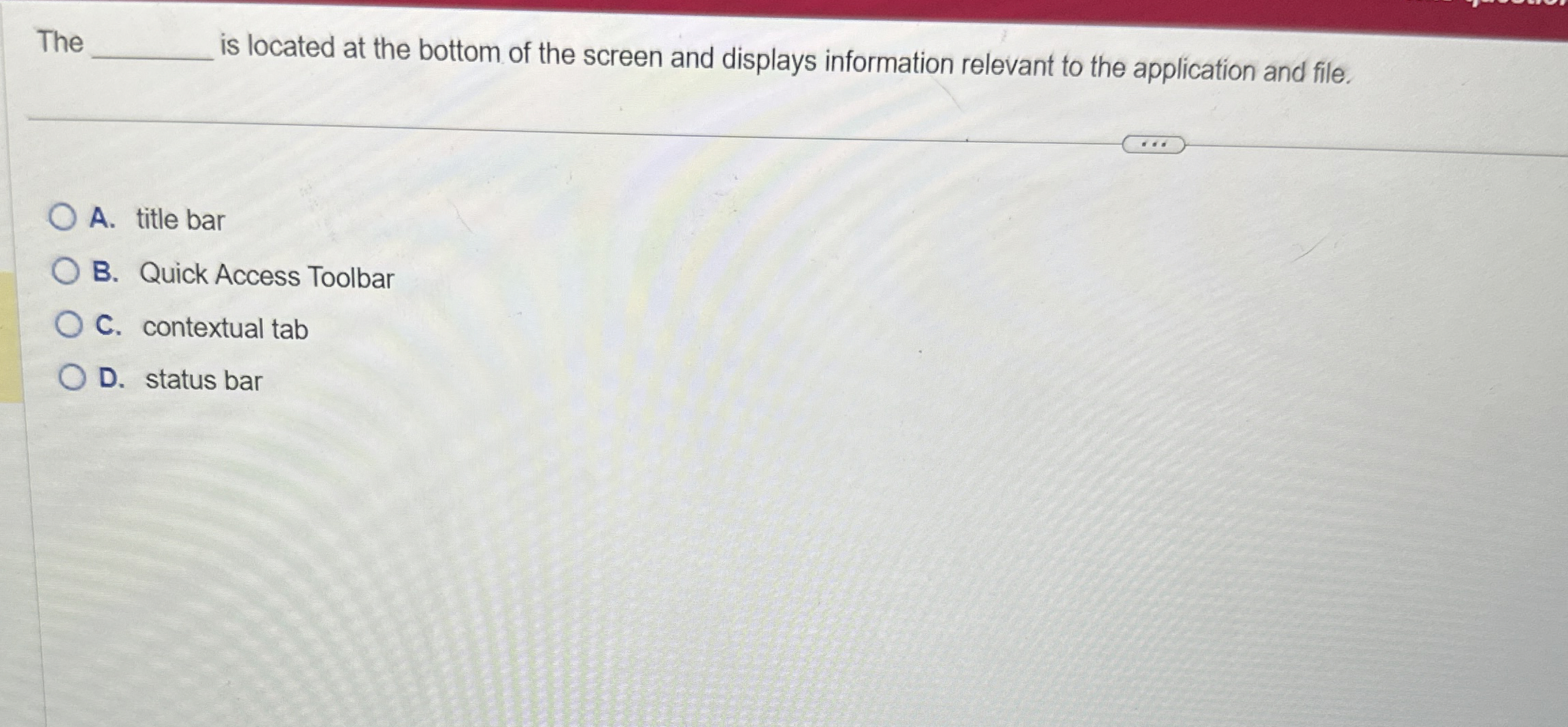 The is located at the bottom of the screen and