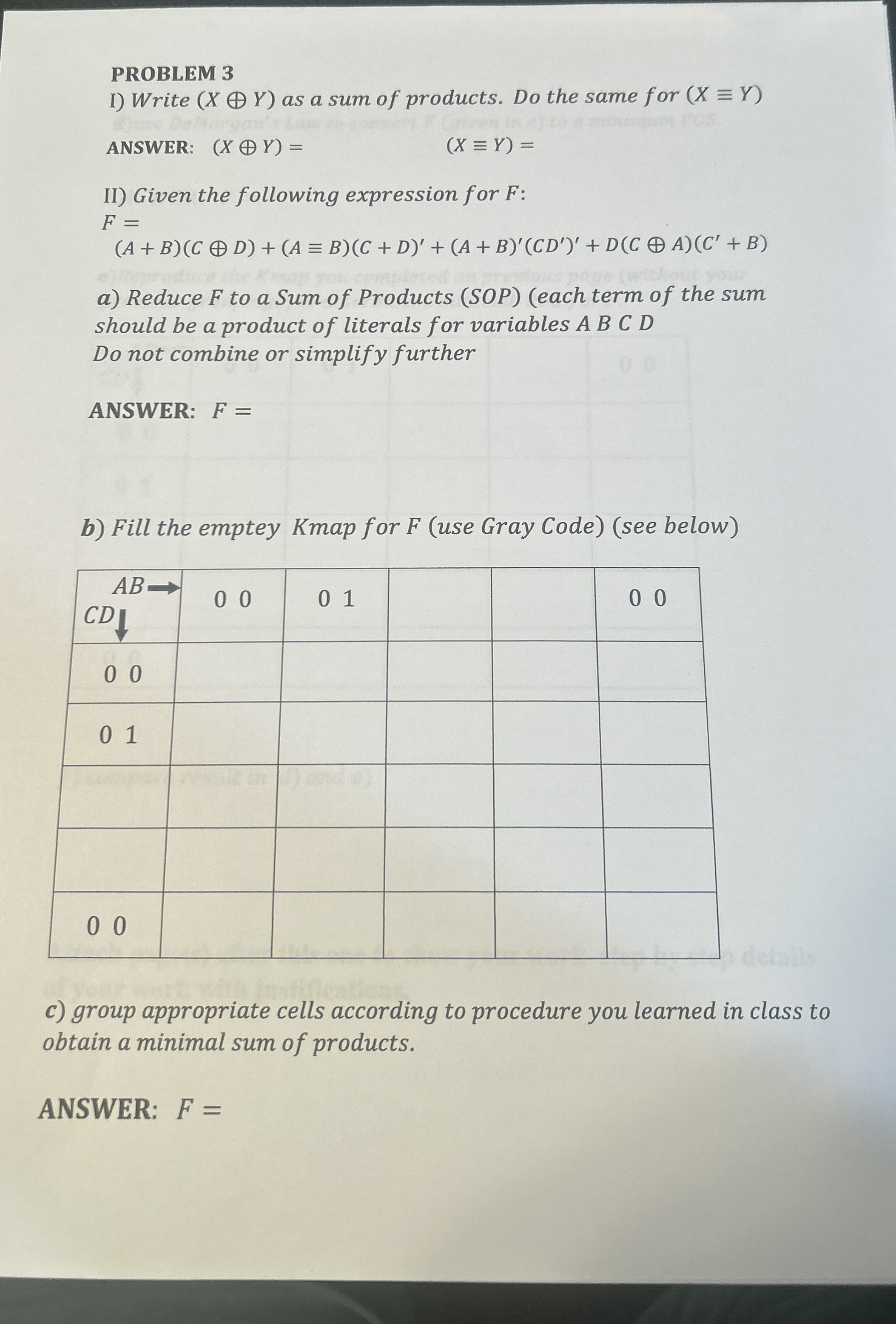 PROBLEM 3 I ) Write ( x o + Y ) as a sum of