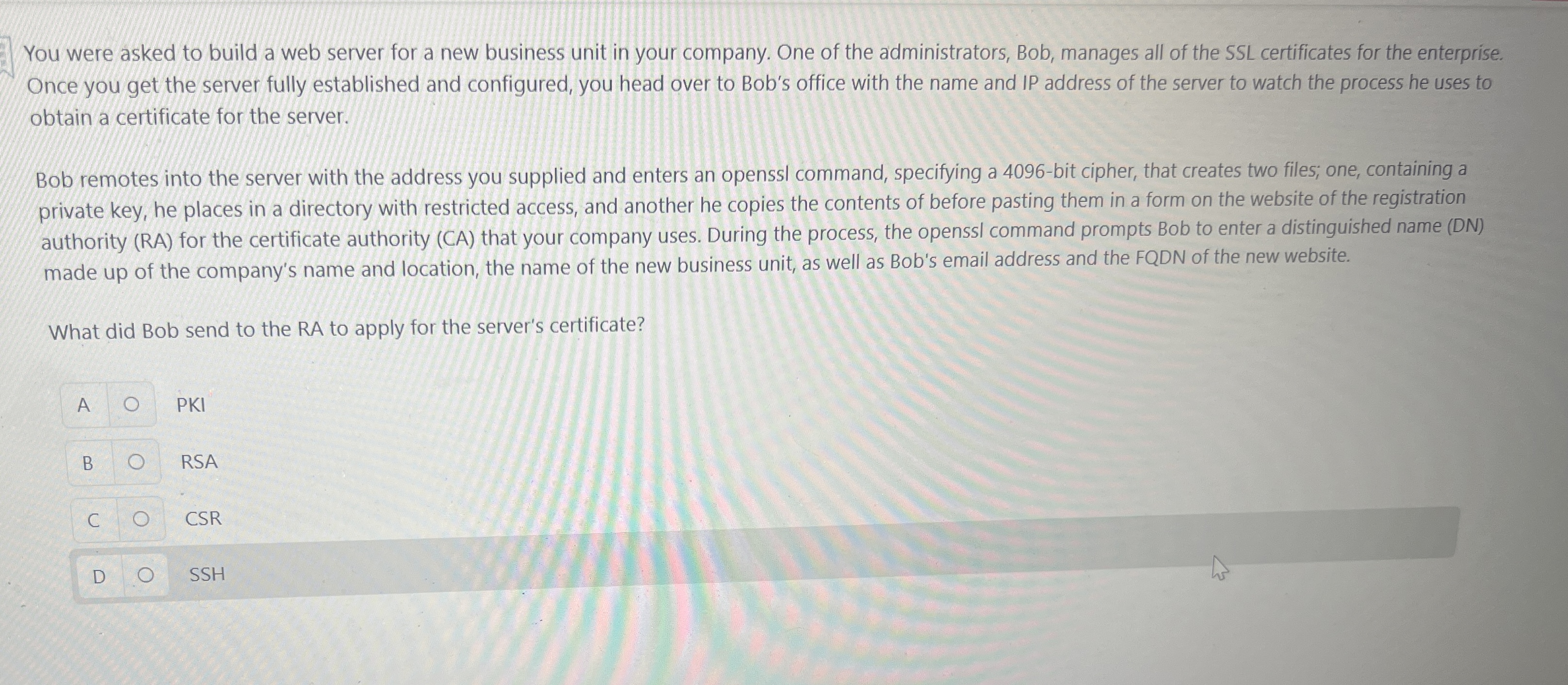 You were asked to build a web server for a new