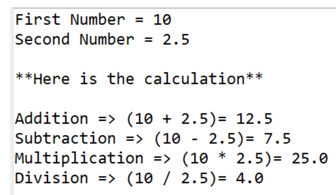write a java program. declare these variables in