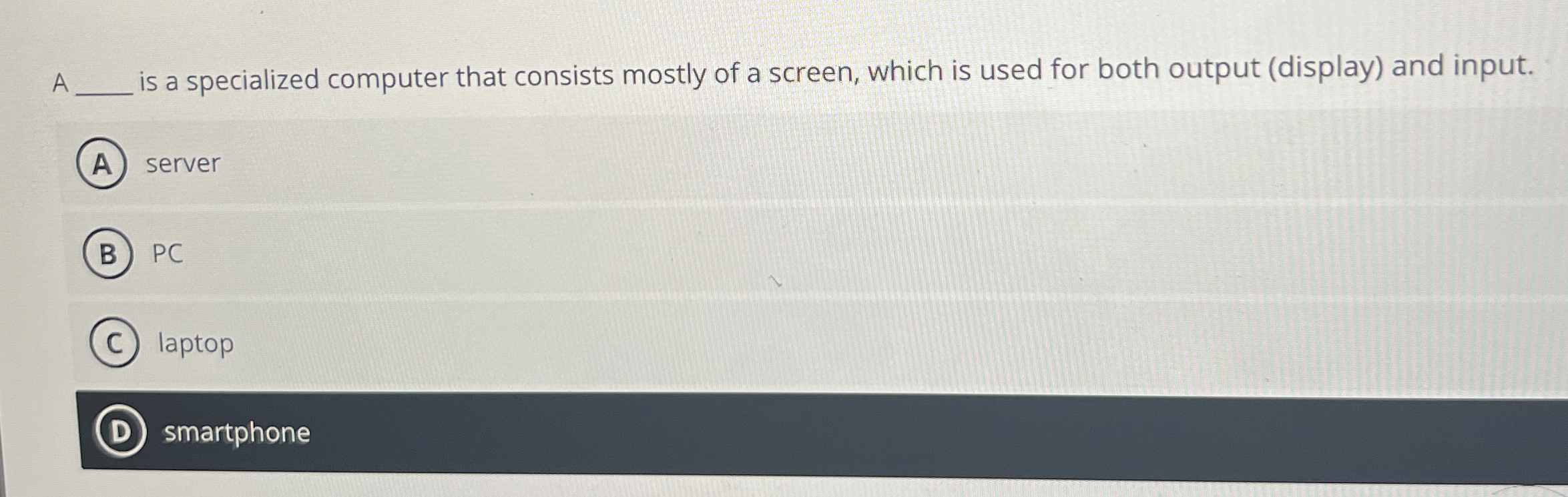 A is a specialized computer that consists mostly
