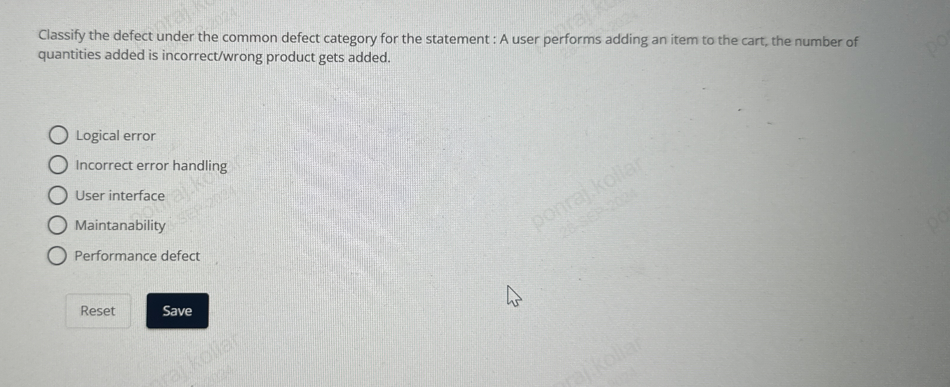 Classify the defect under the common defect