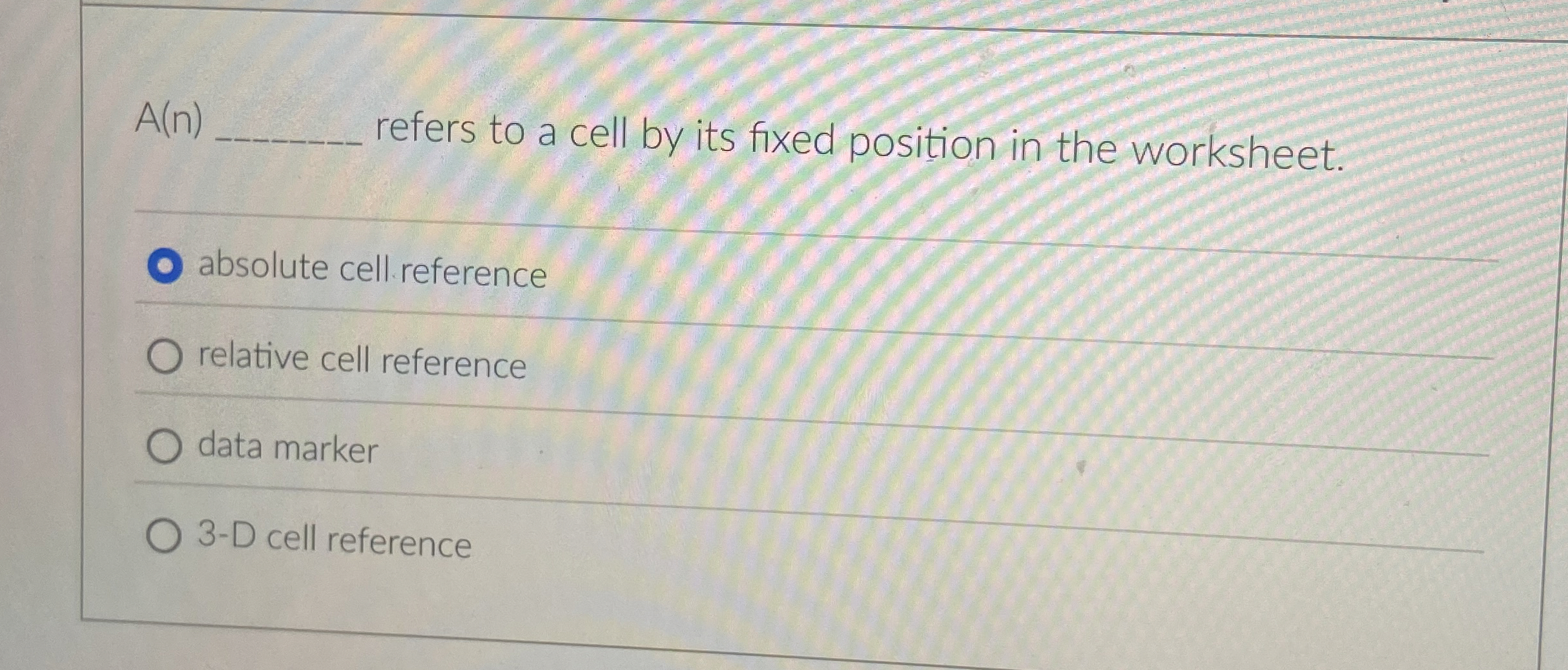 A ( n ) refers to a cell by its fixed position in