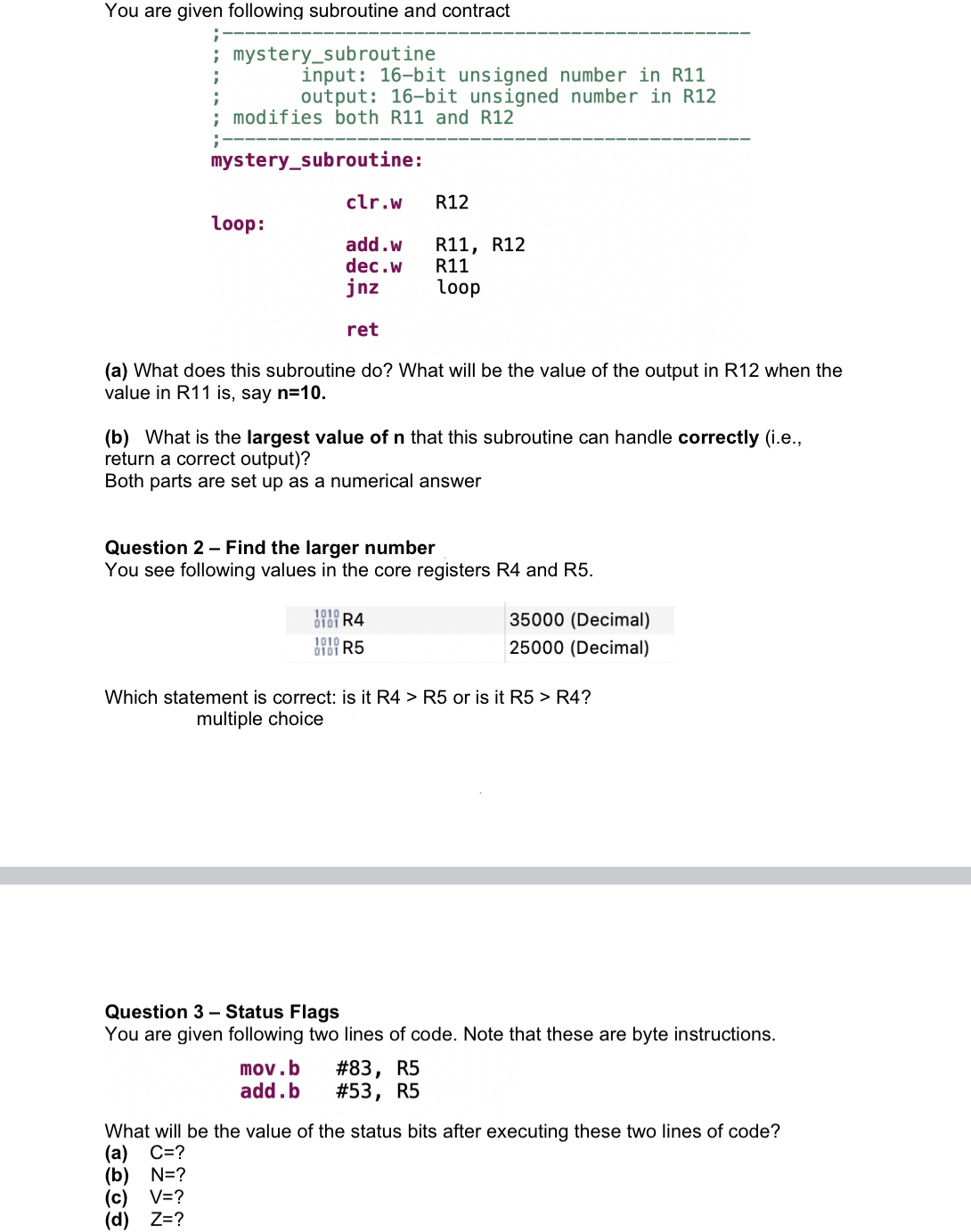 You are given following subroutine and contract `