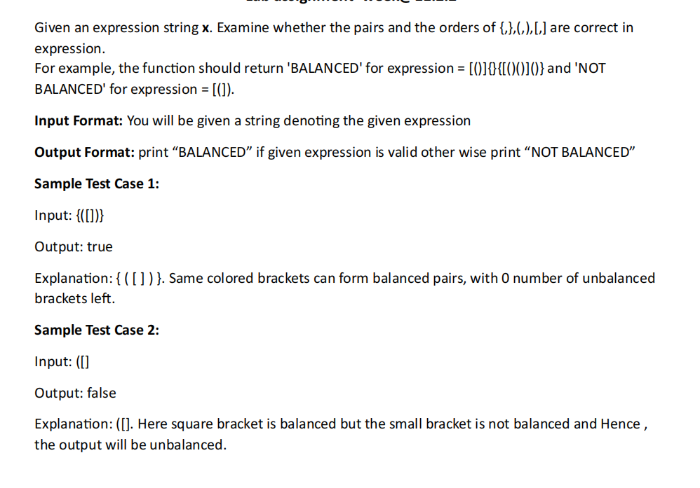 Given an expression string x . Examine whether