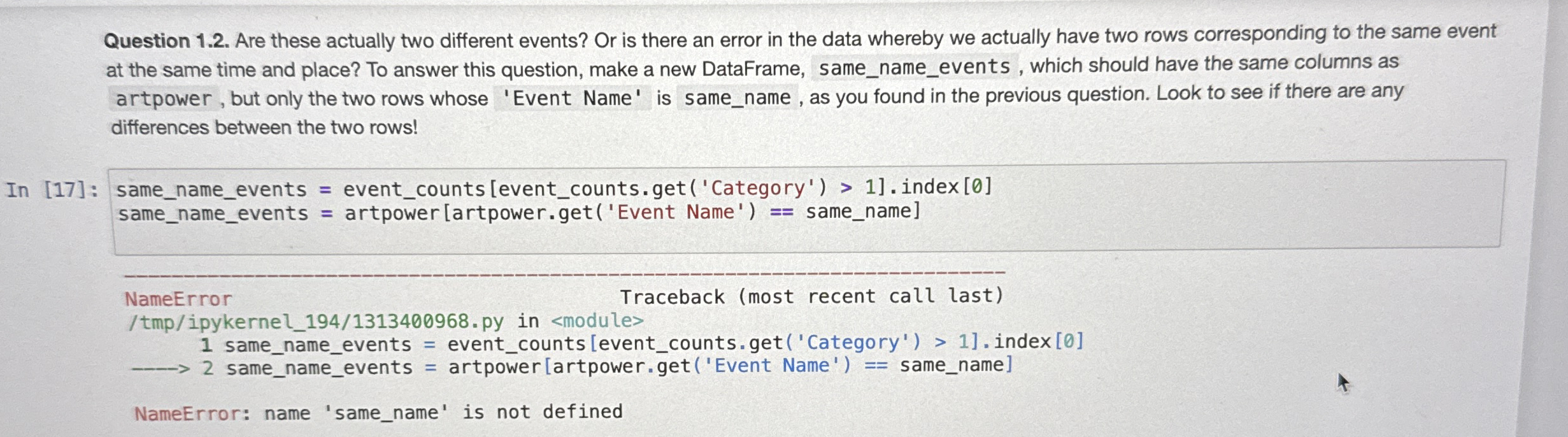 Question 1 . 2 . Are these actually two different