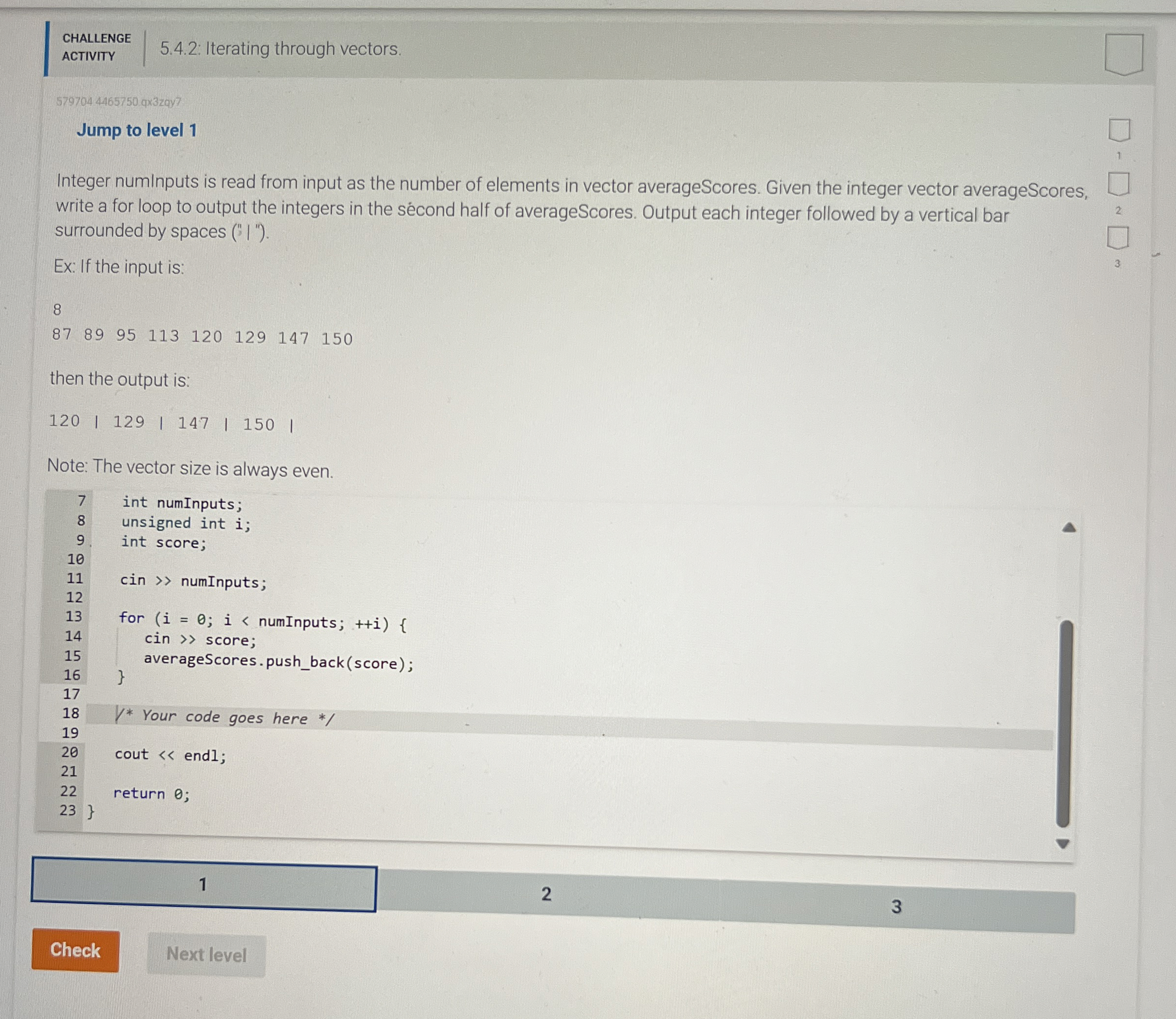 CHALLENGE ACTIVITY 5 . 4 . 2 : Iterating through