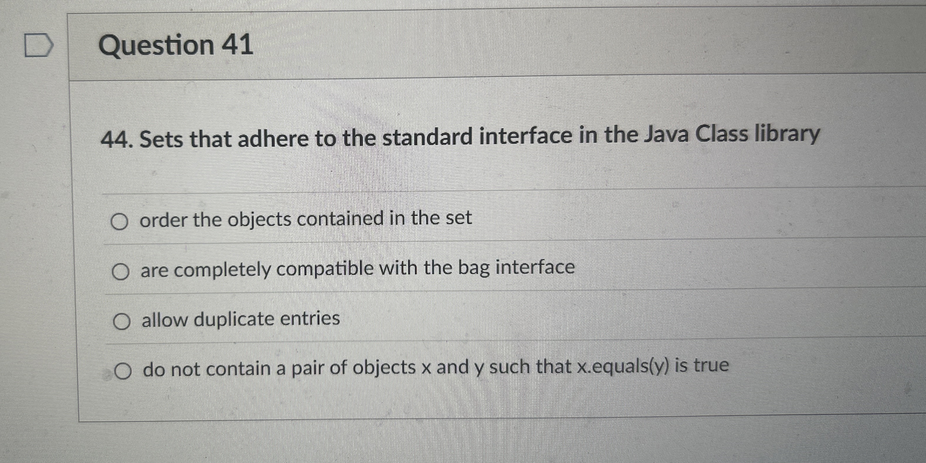 Question 4 1 4 4 . Sets that adhere to the