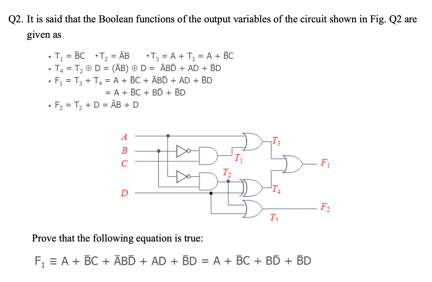 Q 2 . It is said that the Boolean functions of