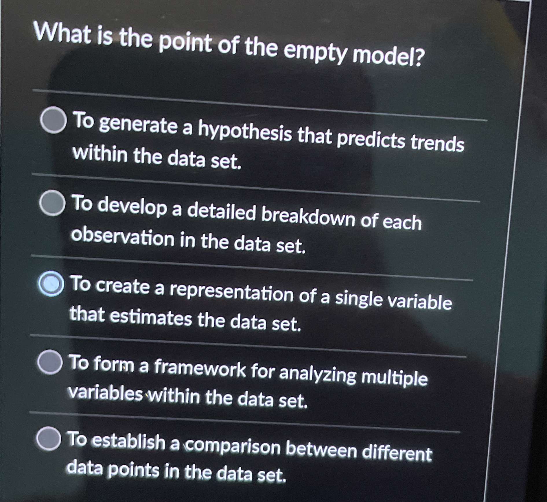 What is the point of the empty model? To generate