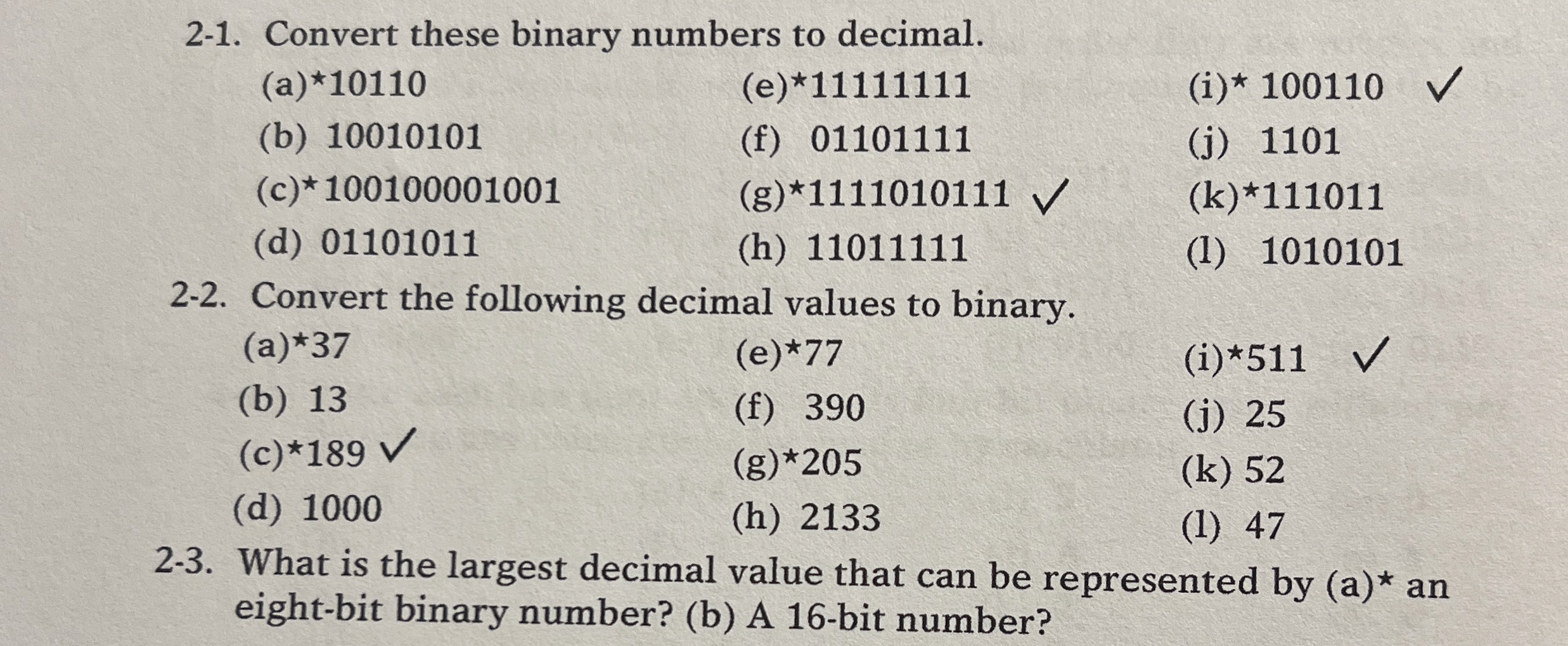 2 - 1 . Convert these binary numbers to decimal.