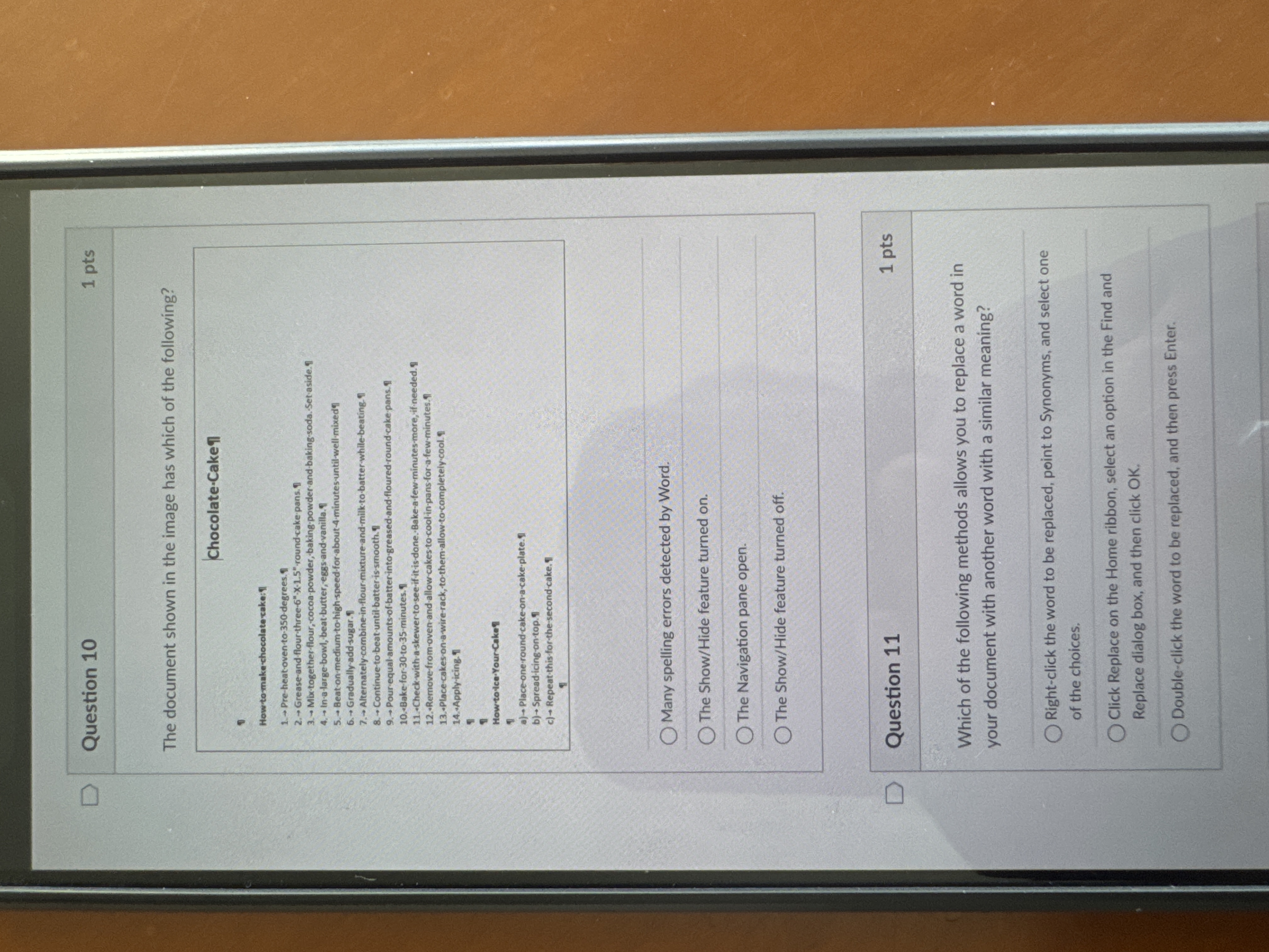 Question 1 0 The document shown in the image has