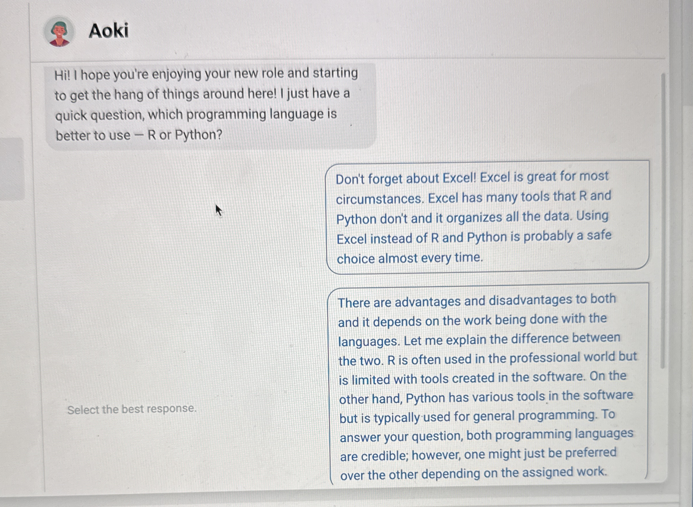 Aoki Hi ! I hope you're enjoying your new role