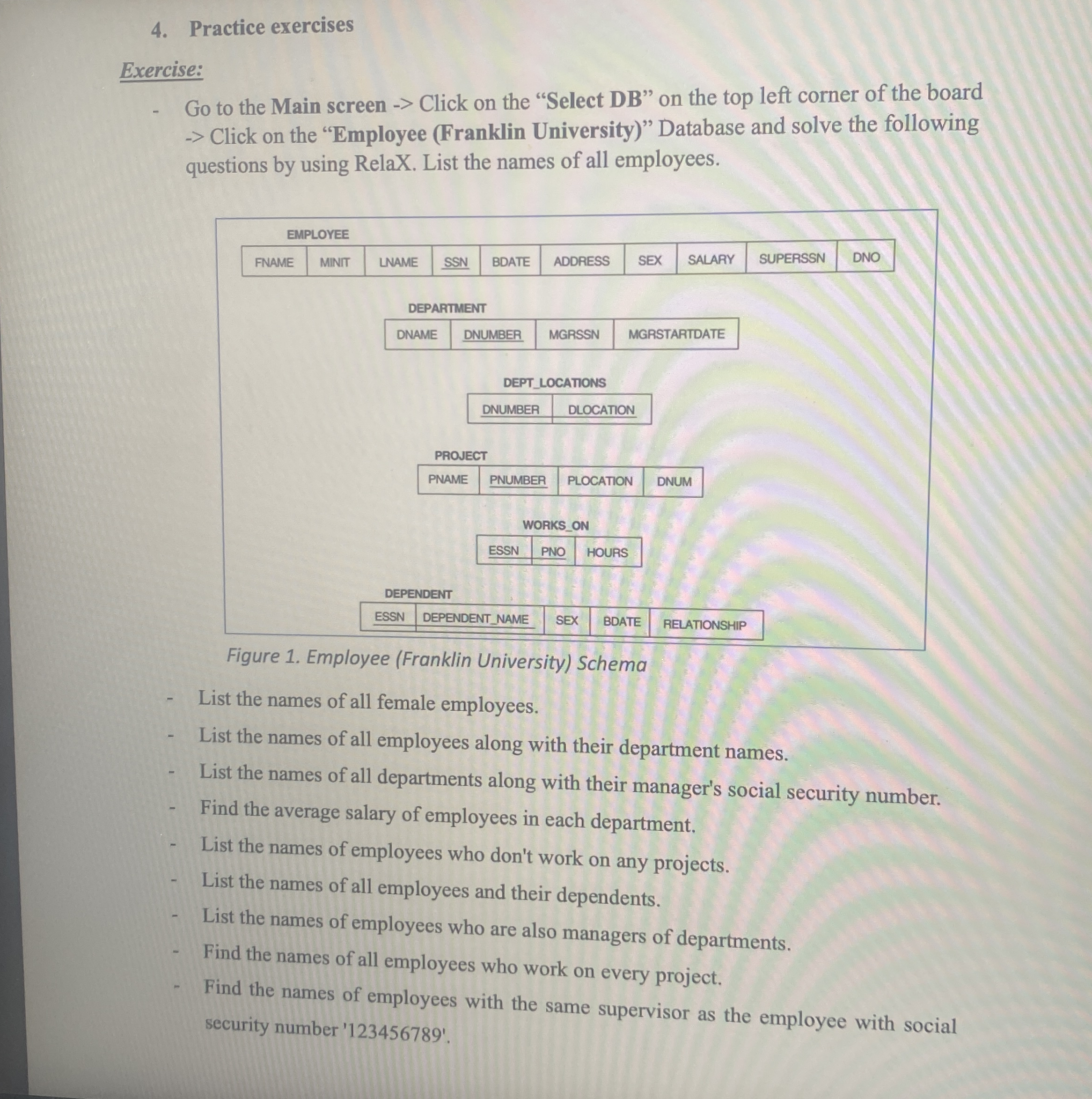 Practice exercises Exercise: Go to the Main