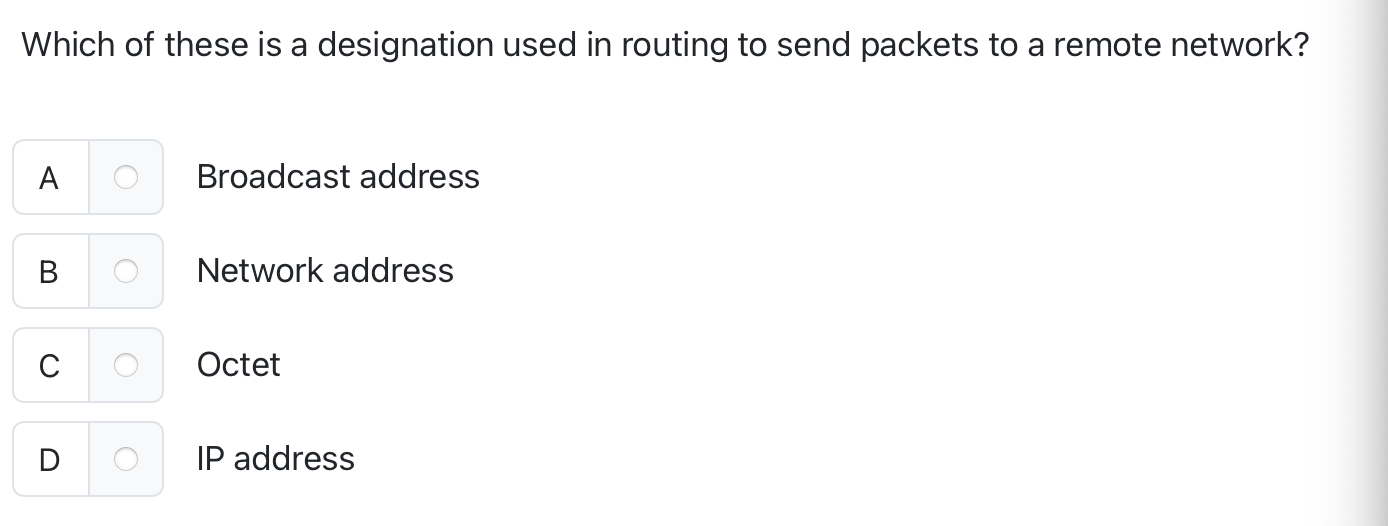 Which of these is a designation used in routing