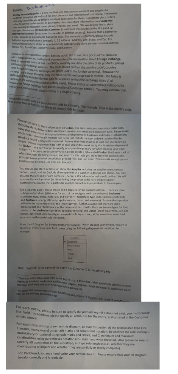 For each entity, please be sure to specify the