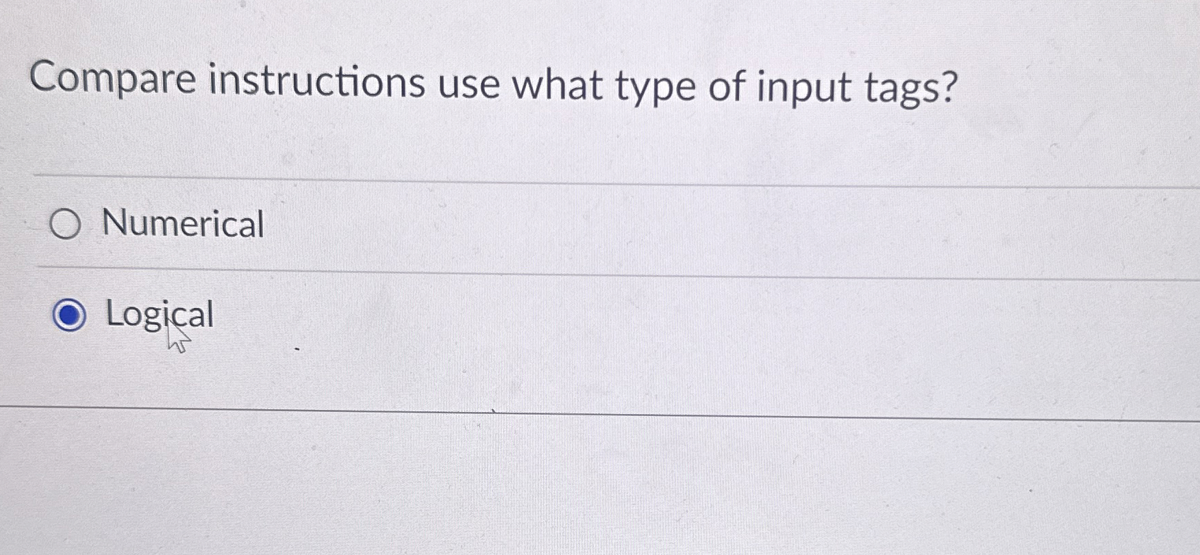 Compare instructions use what type of input tags?
