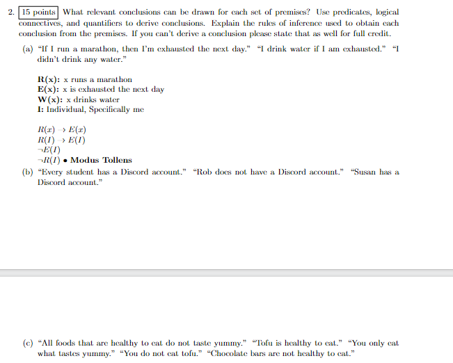 1 5 points What relevant conclusions can be drawn