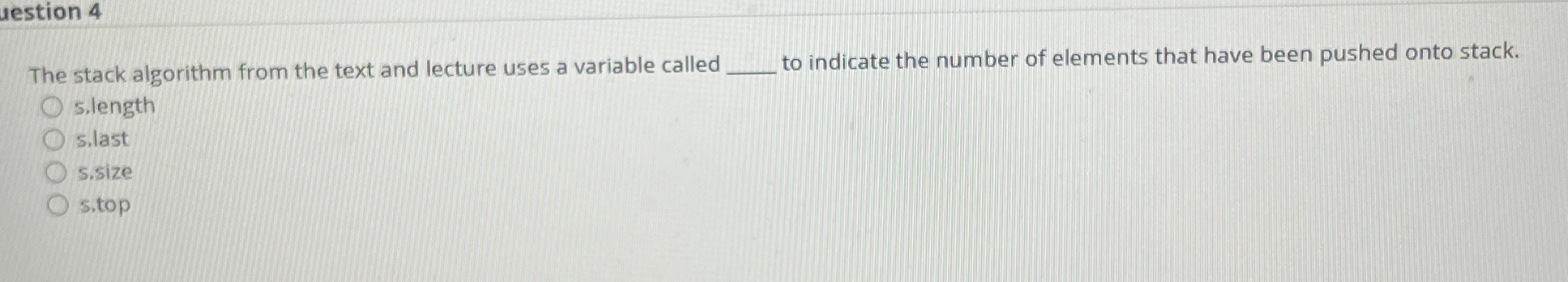 The stack algorithm from the text and lecture