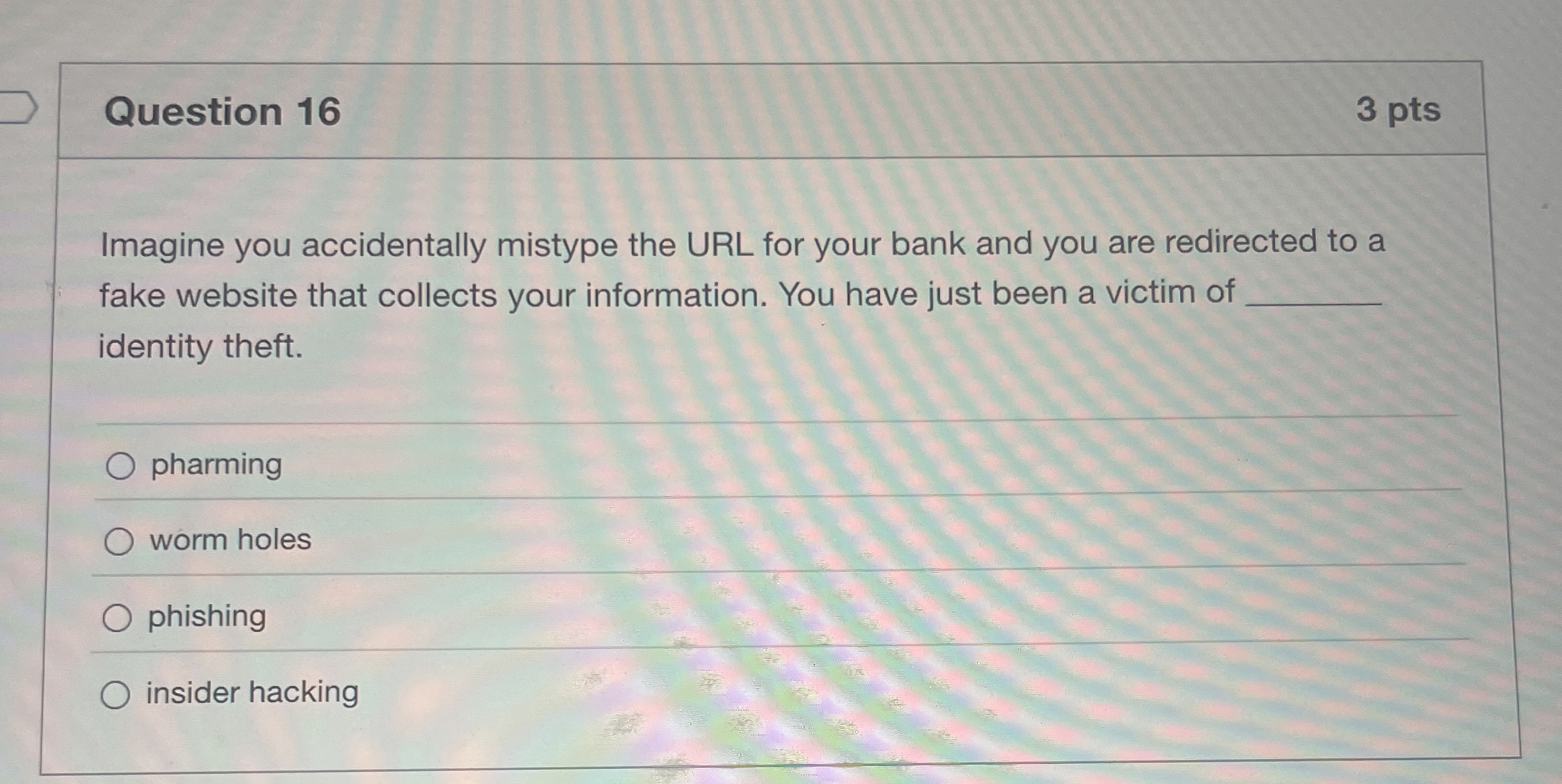 Question 1 6 Imagine you accidentally mistype the