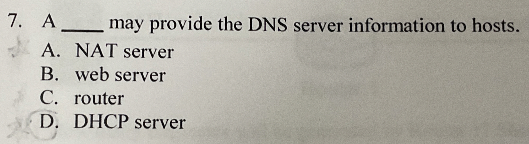 A q , may provide the DNS server information to