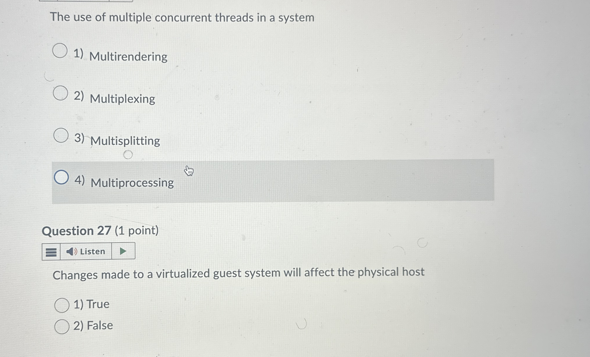 The use of multiple concurrent threads in a