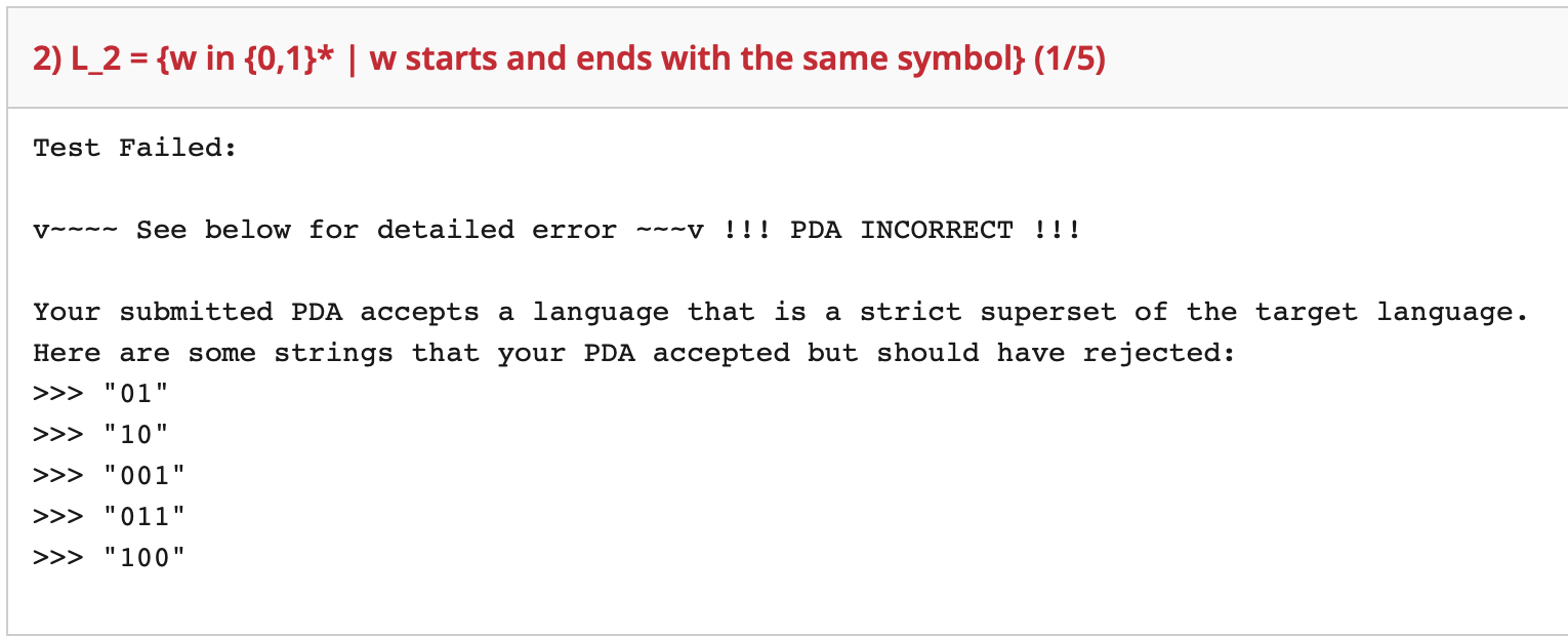 L 2 2 = { w in { 0 , 1 } * | w starts and ends