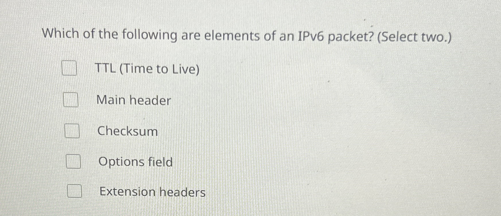 Which of the following are elements of an IPv 6