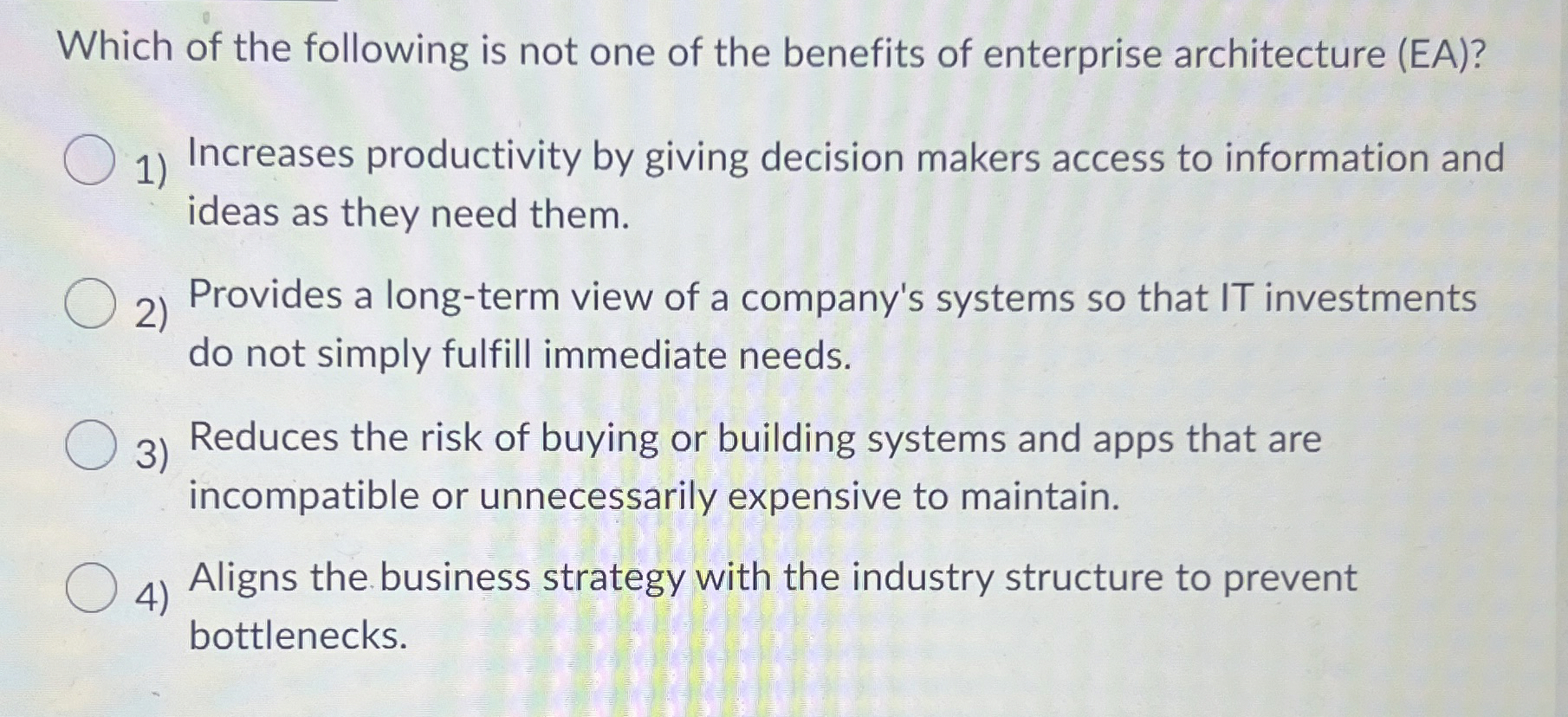 Which of the following is not one of the benefits