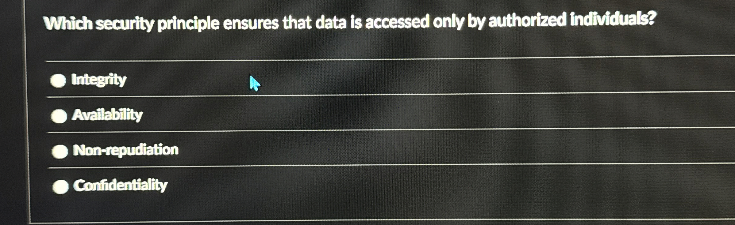 Which security principle ensures that data is