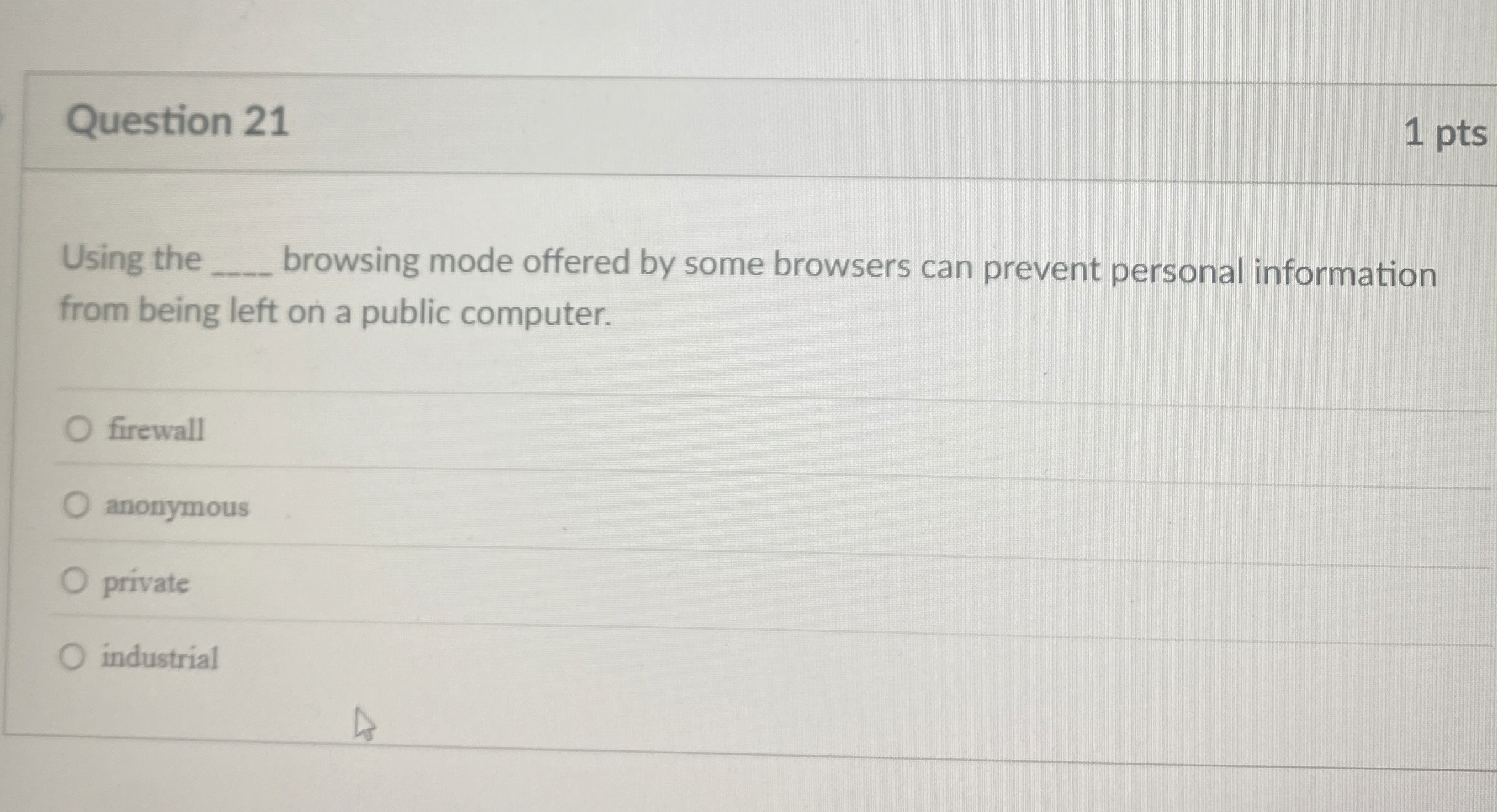 Question 2 1 Using the browsing mode offered by