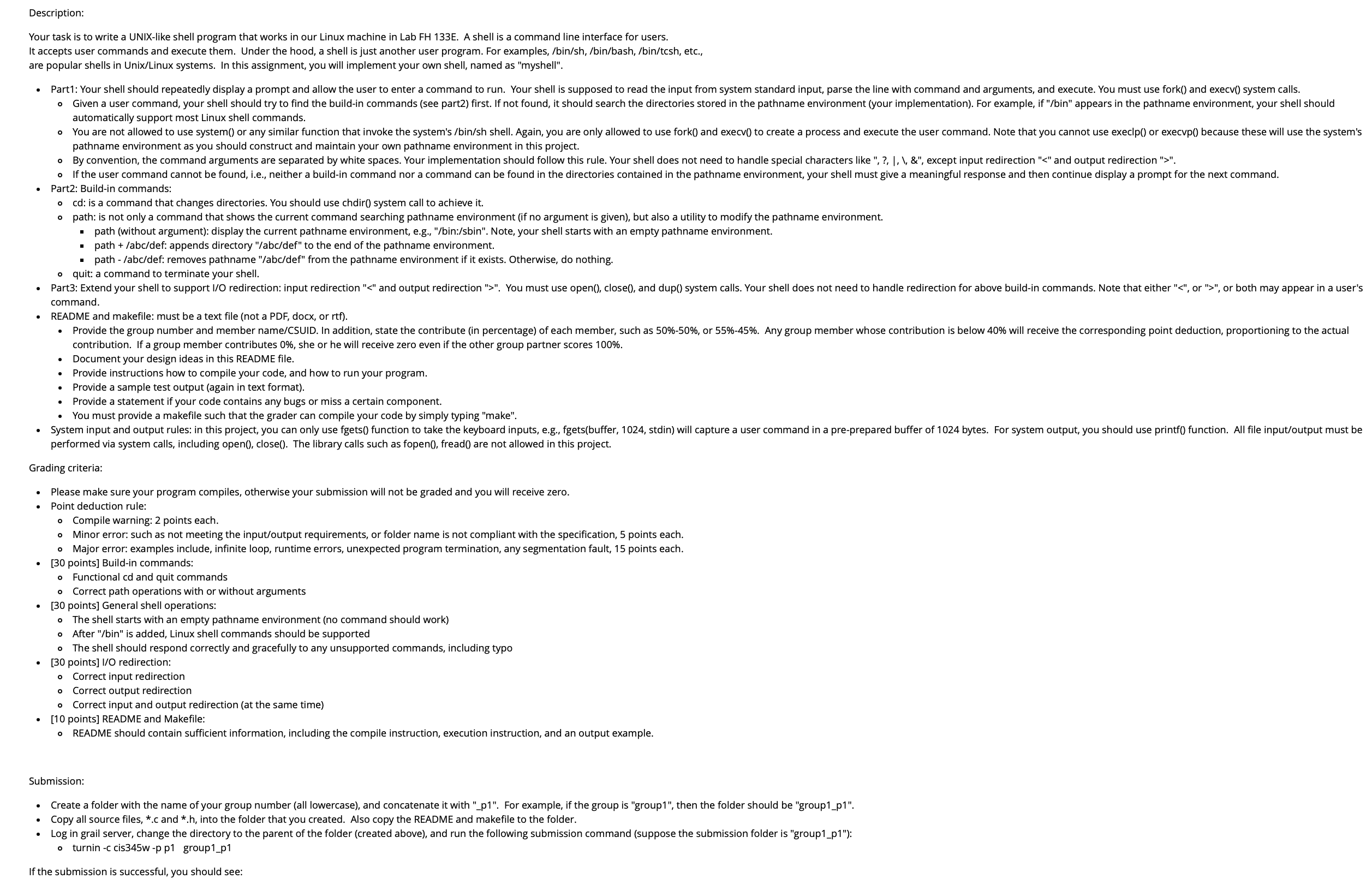 Description: Your task is to write a UNIX - like