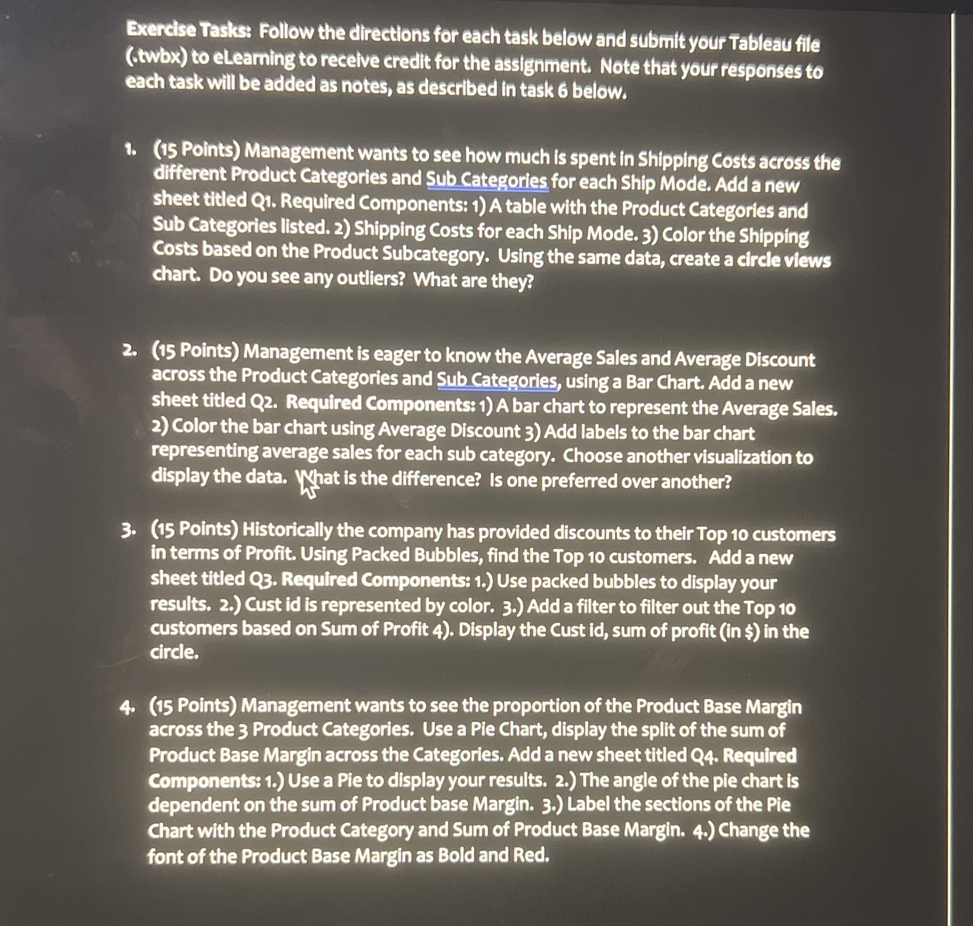 Bxercise Tasks: Follow the directions for each