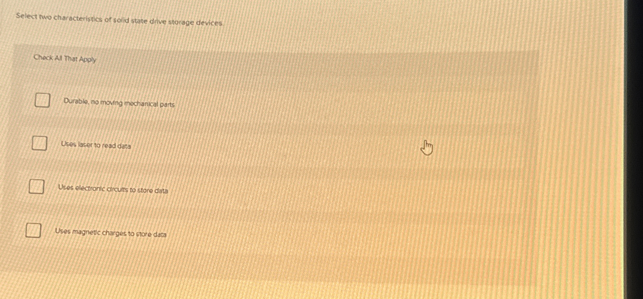 Select two characteristics of solid state dive