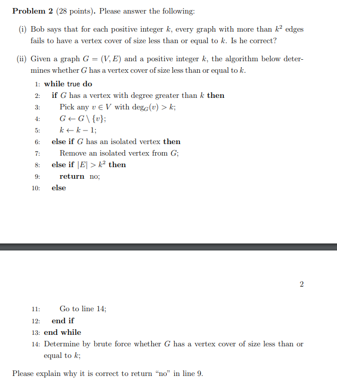 Problem 2 ( 2 8 points ) . Please answer the