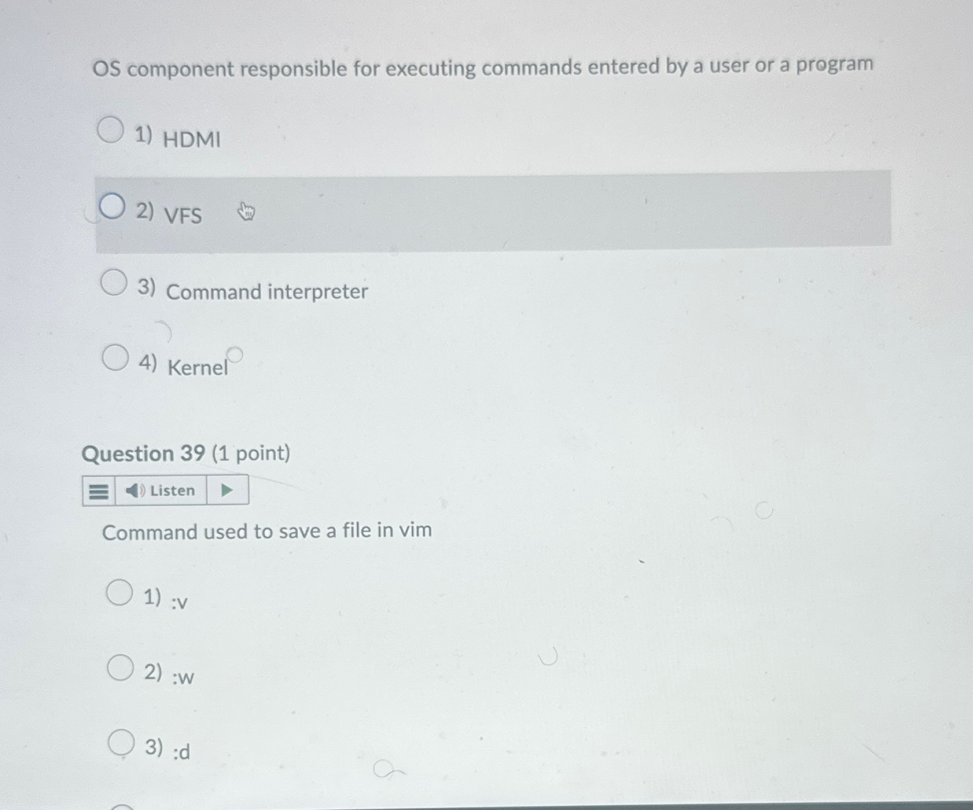 OS component responsible for executing commands