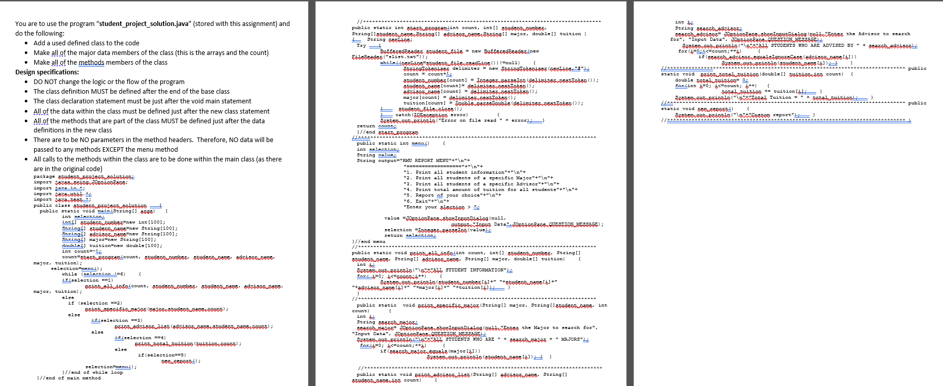 Add a used defined class to the code Make all of